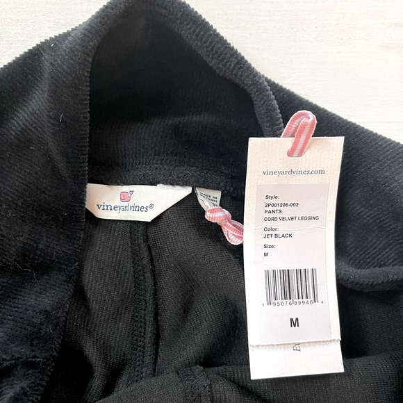 NWT Vineyard Vines Women MEDIUM Black Cord Velvet Legging Slip on High Rise $128 - Picture 5 of 6